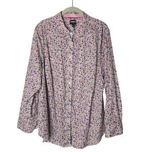NWOT Talbots Plus No Iron Perfect Shirt LS Button Down Tossed Floral Size 20W